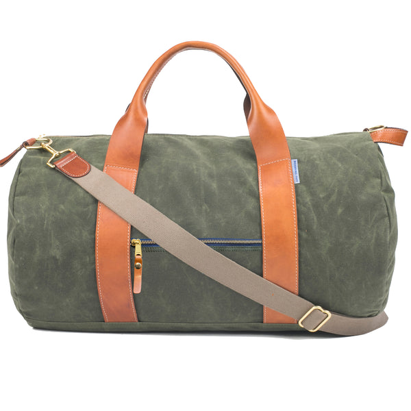 Voyager Waxed Weekender Bag - Army Green
