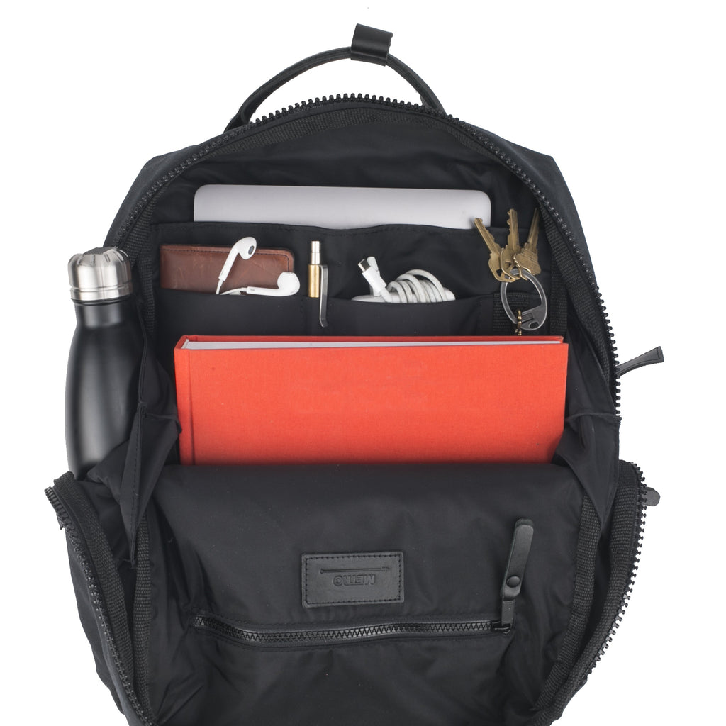men's black backpack and women's backpack canvas