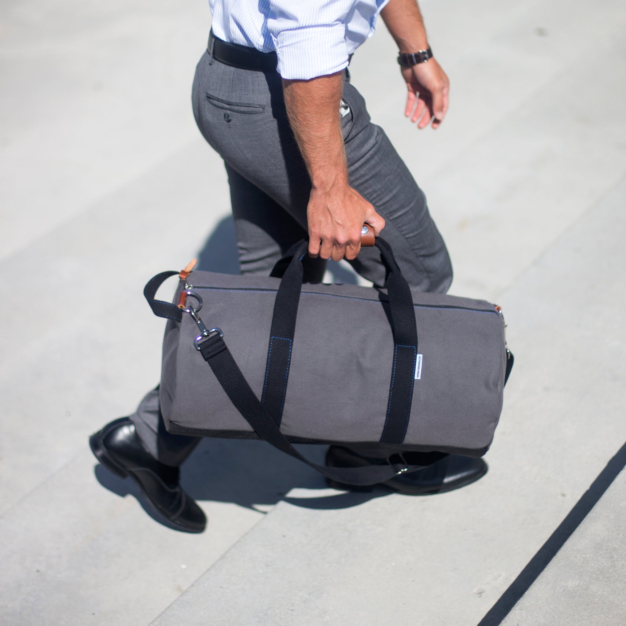 Men's Grey Gym Duffel Bag Boarding Pass NYC