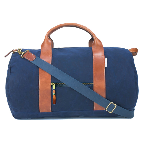 navy canvas weekender overnight bag